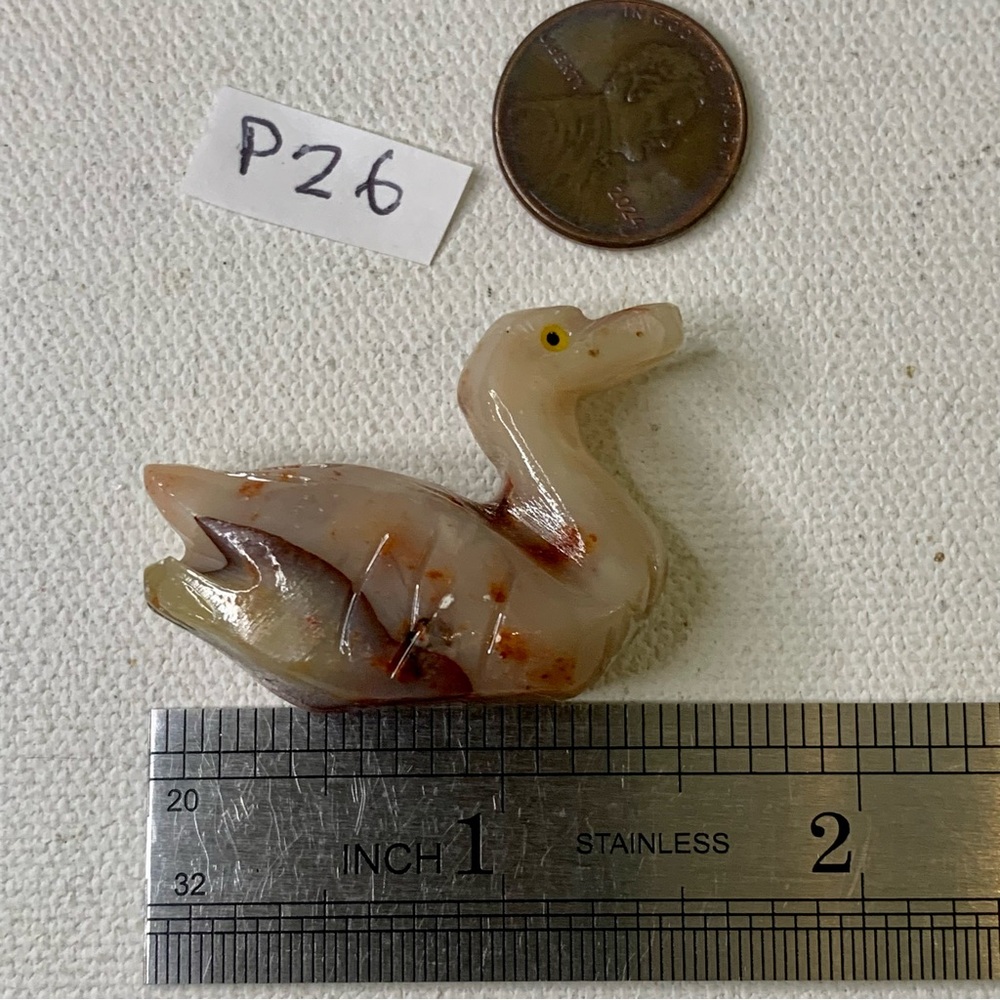 Gemstone Carved Carnelian Agate Duck Figurine Crystal Bird Rock Sculpture 1.5" - Picture 12 of 14